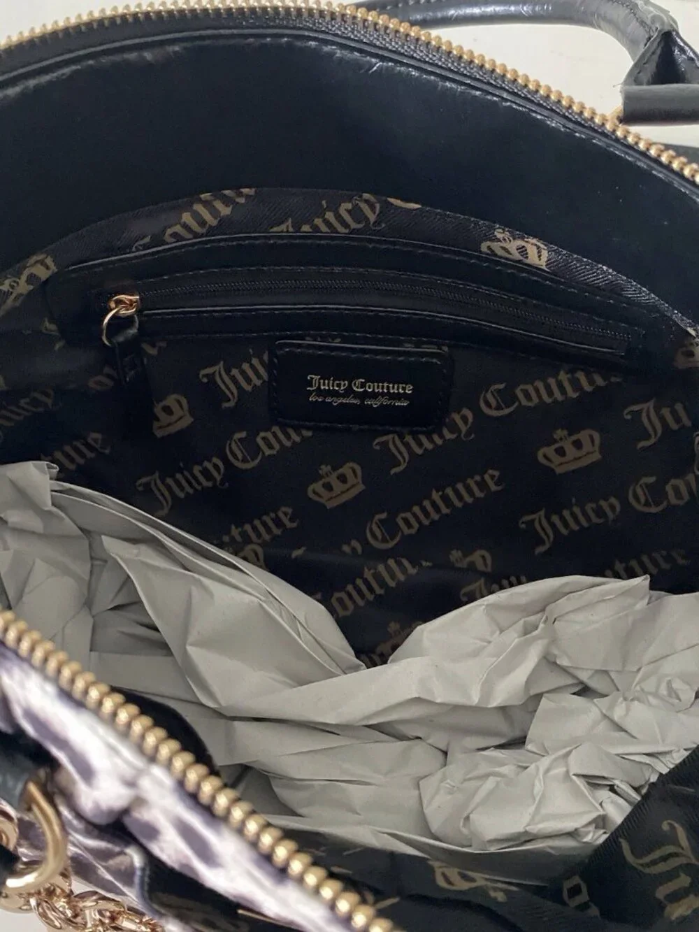 Juicy Couture Fashionable Juicy Satchel Bag Crossbody W/Charm Snow Leopard NEW
